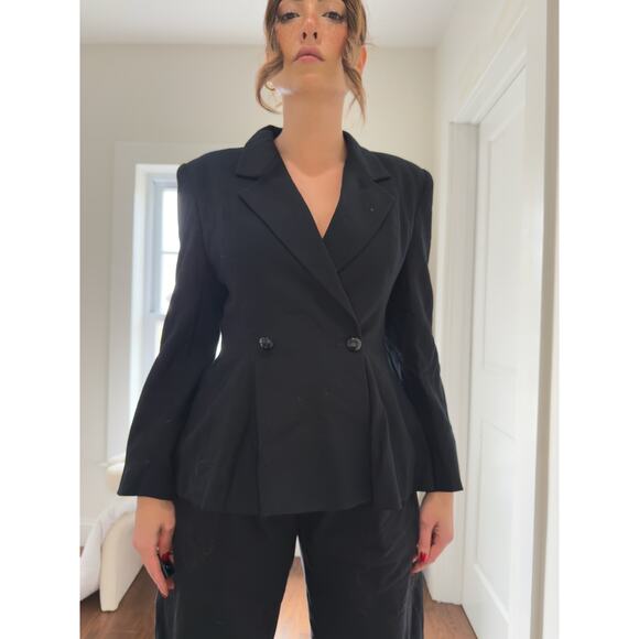 Vintage Christian Dior Black Double-Breasted Peplum Blazer (Size 8-10) - Picture 1 of 7